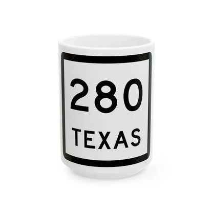 Texas 280 (Texas) (Road Sign) White Coffee Mug 15oz - Go Mug Yourself