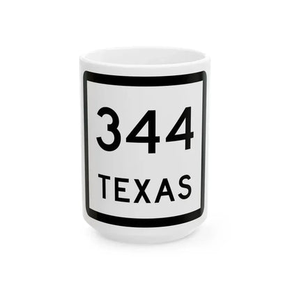 Texas 344 (Texas) (Road Sign) White Coffee Mug 15oz - Go Mug Yourself