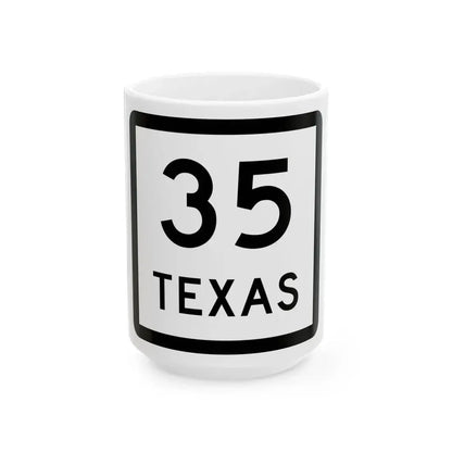 Texas 35 (Texas) (Road Sign) White Coffee Mug 15oz - Go Mug Yourself