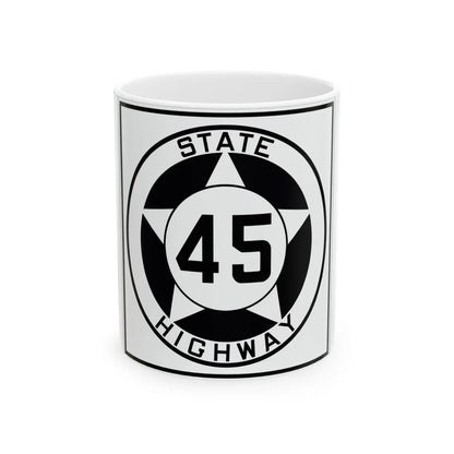 Texas 45 1935 (Texas) (Road Sign) White Coffee Mug 11oz - Go Mug Yourself