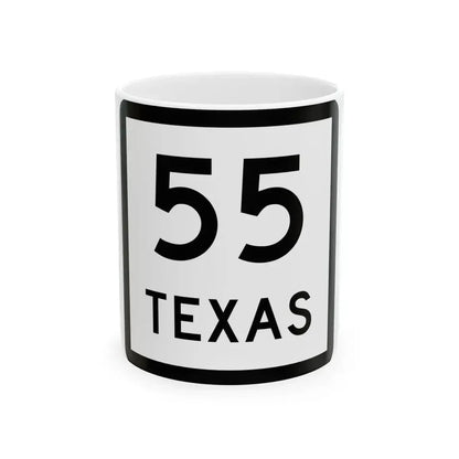 Texas 55 (Texas) (Road Sign) White Coffee Mug 11oz - Go Mug Yourself
