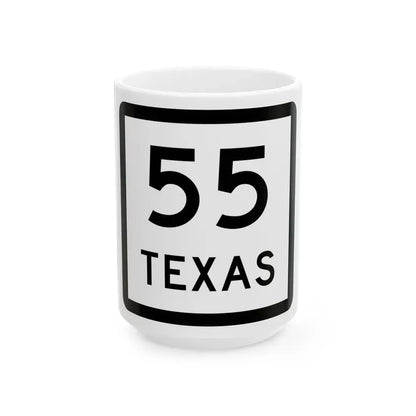 Texas 55 (Texas) (Road Sign) White Coffee Mug 15oz - Go Mug Yourself