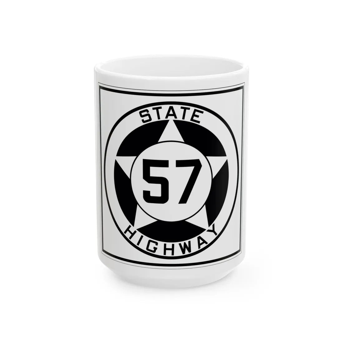 Texas 57 1935 (Texas) (Road Sign) White Coffee Mug 15oz - Go Mug Yourself