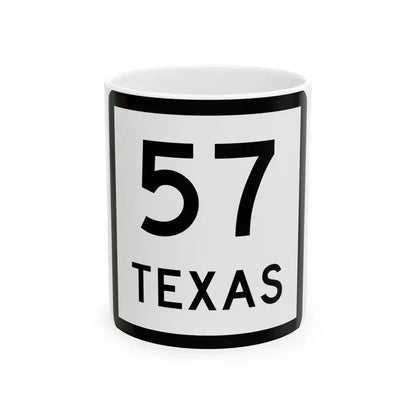 Texas 57 (Texas) (Road Sign) White Coffee Mug 11oz - Go Mug Yourself