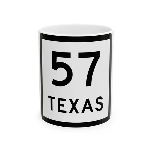 Texas 57 (Texas) (Road Sign) White Coffee Mug 11oz - Go Mug Yourself