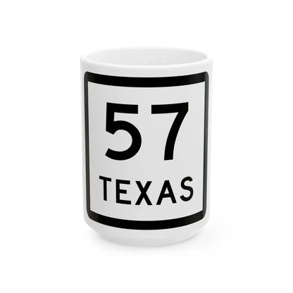 Texas 57 (Texas) (Road Sign) White Coffee Mug 15oz - Go Mug Yourself