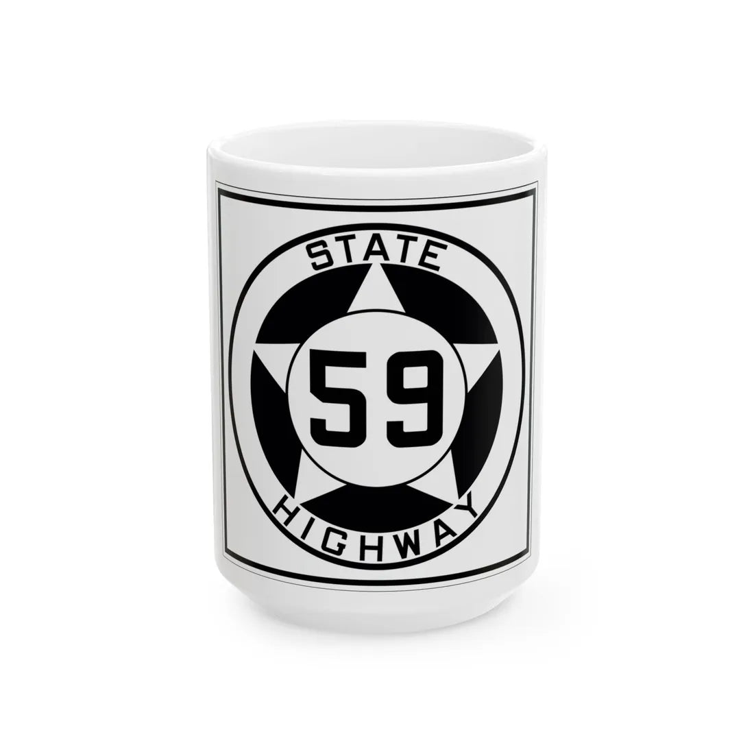 Texas 59 1935 (Texas) (Road Sign) White Coffee Mug 15oz - Go Mug Yourself