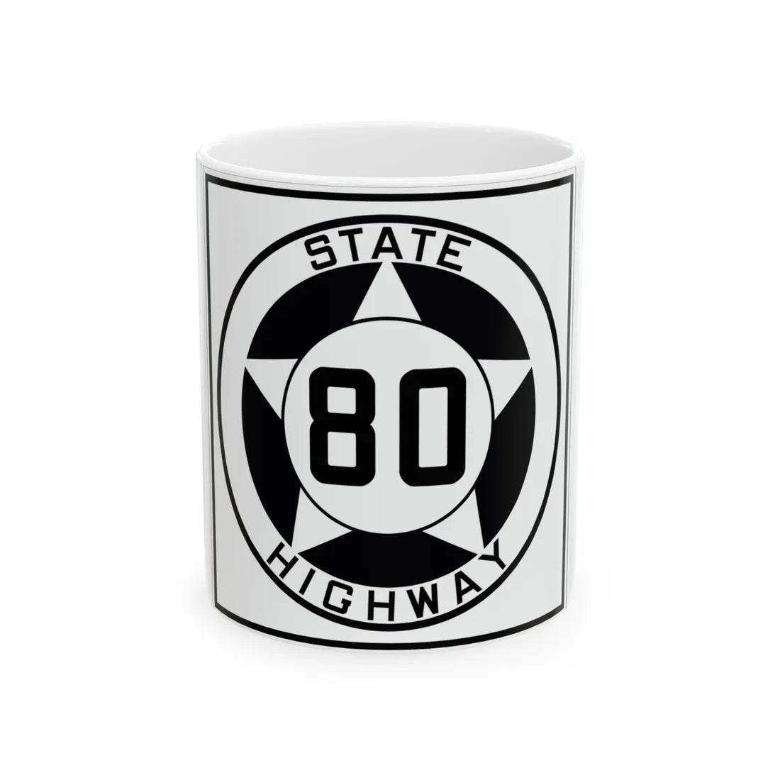 Texas 80 1935 (Texas) (Road Sign) White Coffee Mug 11oz - Go Mug Yourself