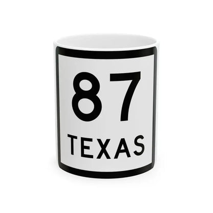Texas 87 (Texas) (Road Sign) White Coffee Mug 11oz - Go Mug Yourself