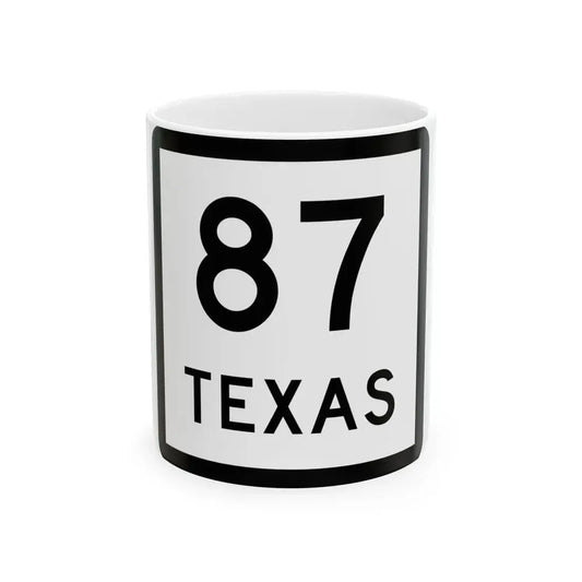 Texas 87 (Texas) (Road Sign) White Coffee Mug 11oz - Go Mug Yourself
