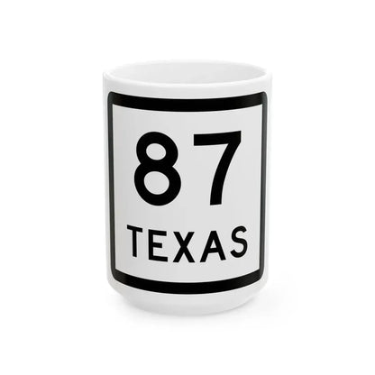 Texas 87 (Texas) (Road Sign) White Coffee Mug 15oz - Go Mug Yourself