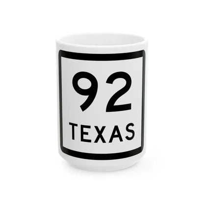 Texas 92 (Texas) (Road Sign) White Coffee Mug 15oz - Go Mug Yourself
