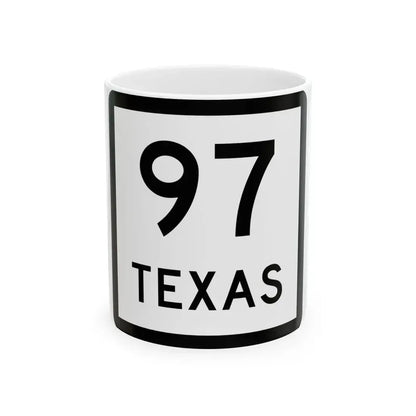 Texas 97 (Texas) (Road Sign) White Coffee Mug 11oz - Go Mug Yourself