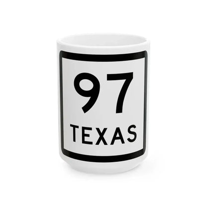 Texas 97 (Texas) (Road Sign) White Coffee Mug 15oz - Go Mug Yourself