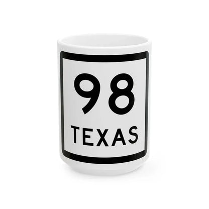 Texas 98 (Texas) (Road Sign) White Coffee Mug 15oz - Go Mug Yourself