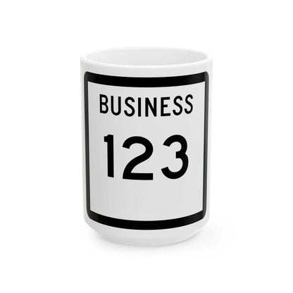 Texas Business 123 (Texas) (Road Sign) White Coffee Mug 15oz - Go Mug Yourself