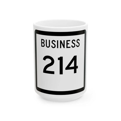 Texas Business 214 (Texas) (Road Sign) White Coffee Mug 15oz - Go Mug Yourself