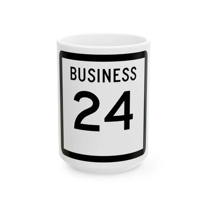 Texas Business 24 (Texas) (Road Sign) White Coffee Mug 15oz - Go Mug Yourself