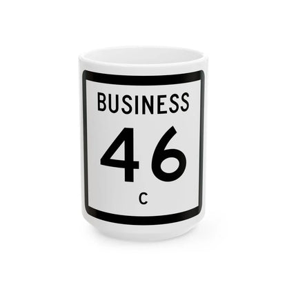 Texas Business 46-C (Texas) (Road Sign) White Coffee Mug 15oz - Go Mug Yourself