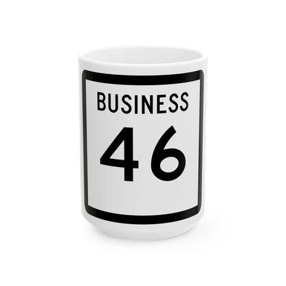 Texas Business 46 (Texas) (Road Sign) White Coffee Mug 15oz - Go Mug Yourself
