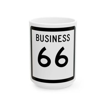 Texas Business 66 (Texas) (Road Sign) White Coffee Mug 15oz - Go Mug Yourself