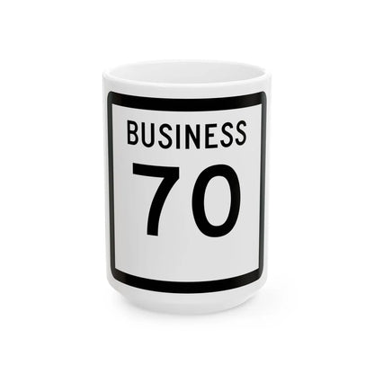 Texas Business 70 (Texas) (Road Sign) White Coffee Mug 15oz - Go Mug Yourself