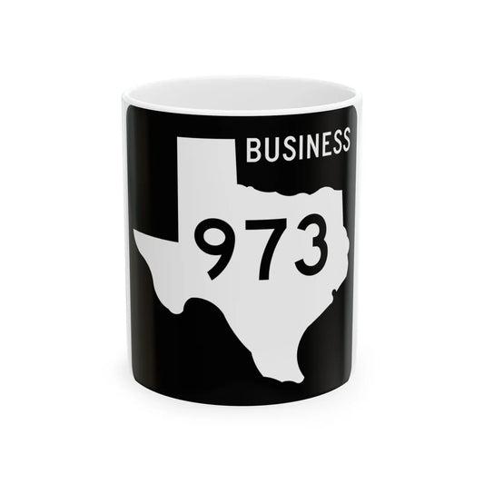 Texas Business FM 973 (Texas) (Road Sign) White Coffee Mug 11oz - Go Mug Yourself