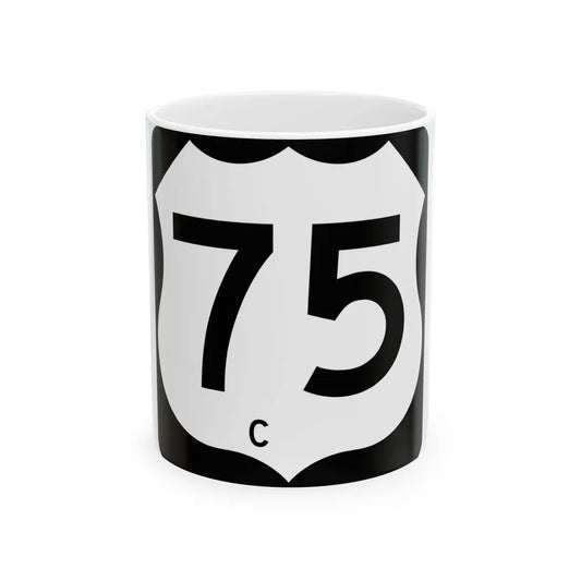 Texas Business US 75-C (Texas) (Road Sign) White Coffee Mug 11oz - Go Mug Yourself