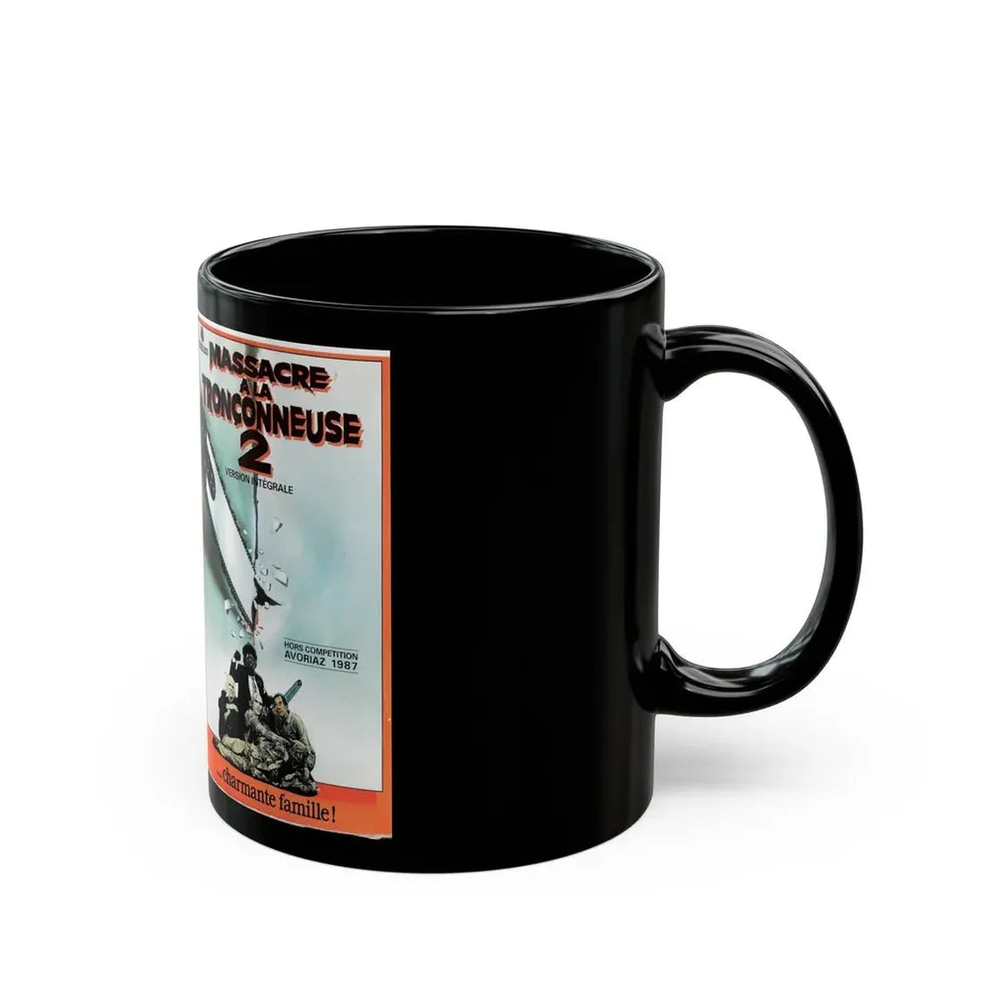 TEXAS CHAINSAW MASSACRE 2 FRENCH FRANCE (VHS COVER) - Black Coffee Mug - Go Mug Yourself