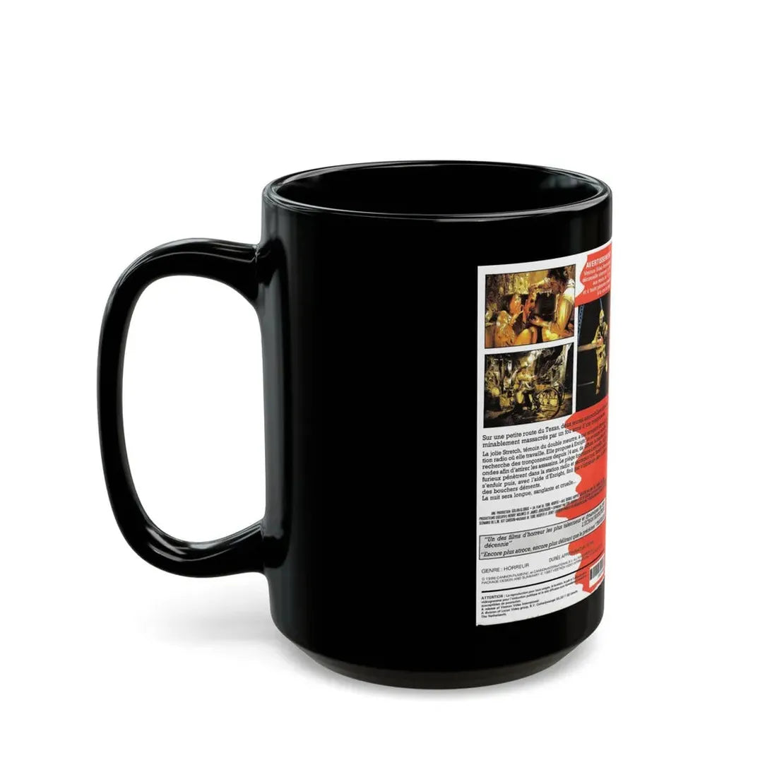 TEXAS CHAINSAW MASSACRE 2 FRENCH FRANCE (VHS COVER) - Black Coffee Mug - Go Mug Yourself