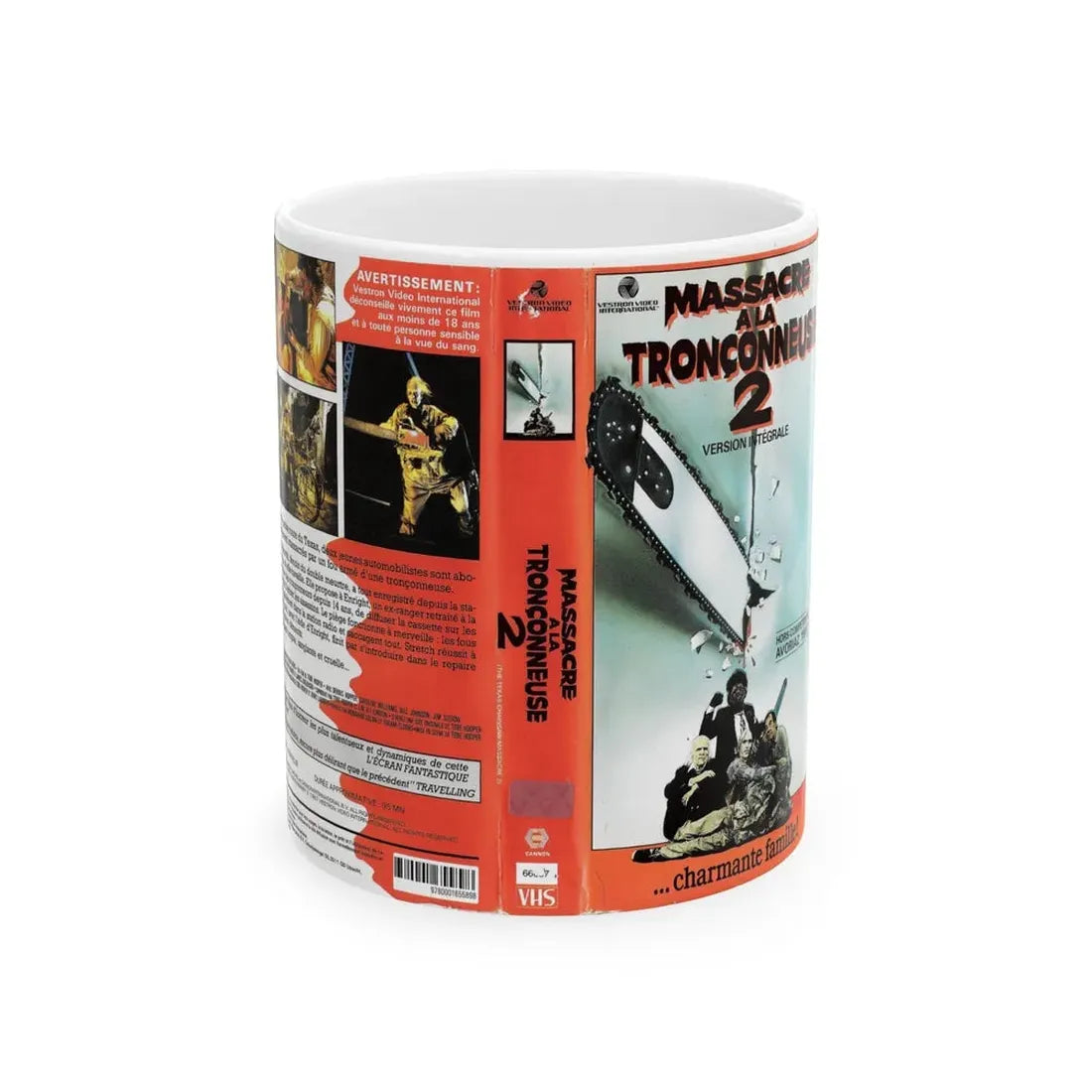 TEXAS CHAINSAW MASSACRE 2 FRENCH FRANCE (VHS COVER) - White Coffee Mug 11oz - Go Mug Yourself