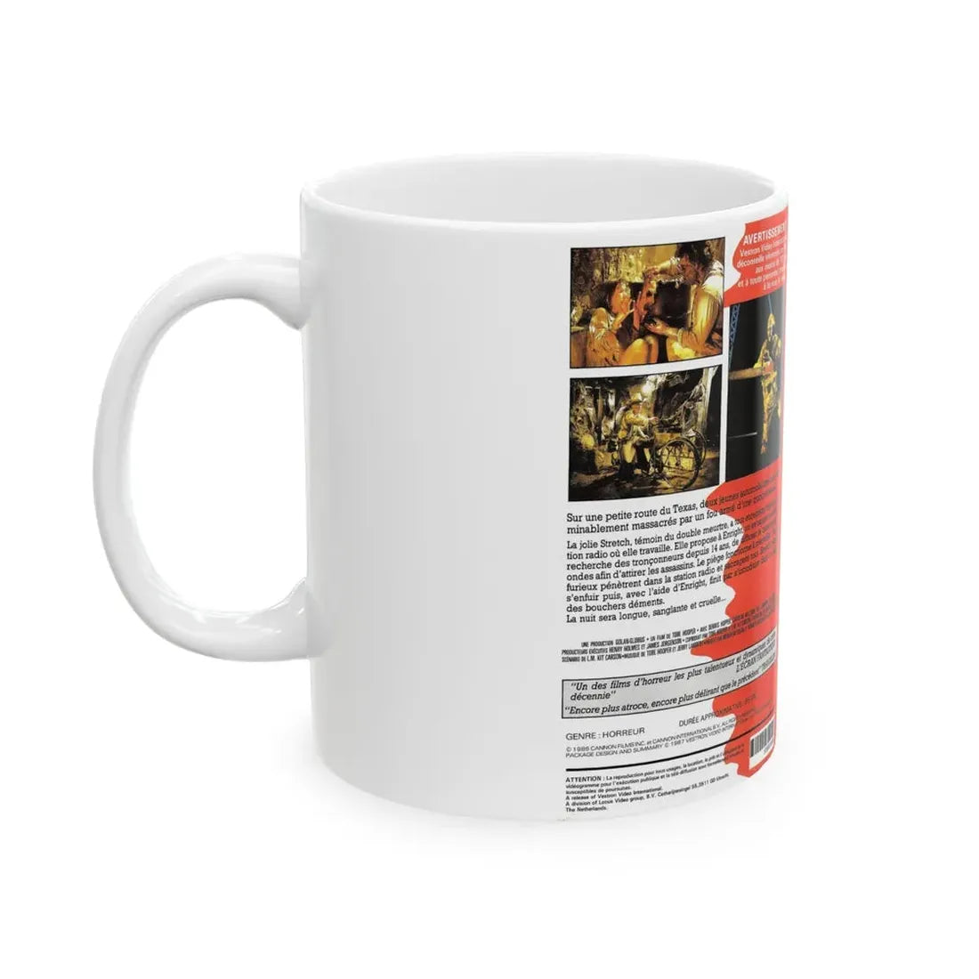 TEXAS CHAINSAW MASSACRE 2 FRENCH FRANCE (VHS COVER) - White Coffee Mug - Go Mug Yourself