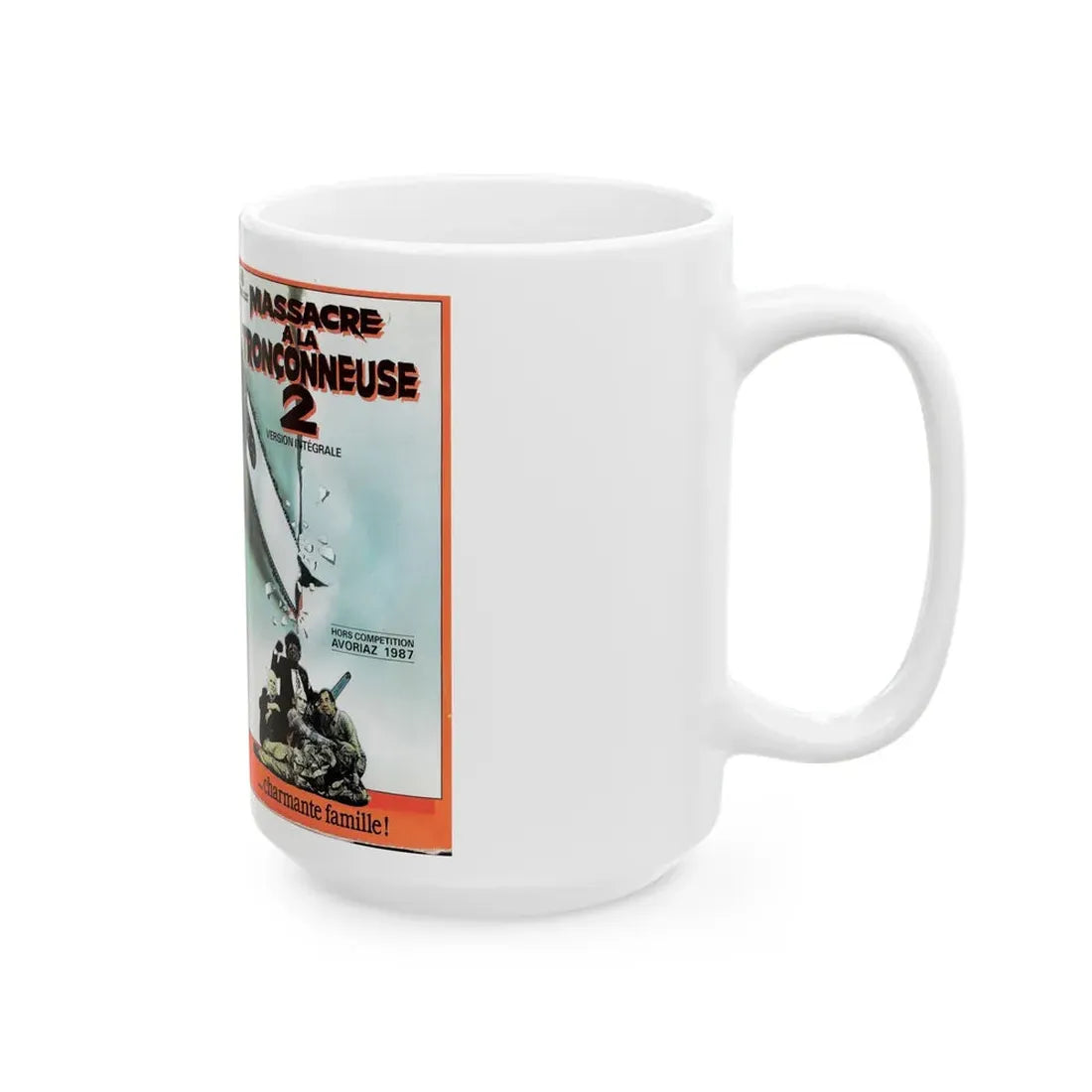 TEXAS CHAINSAW MASSACRE 2 FRENCH FRANCE (VHS COVER) - White Coffee Mug - Go Mug Yourself