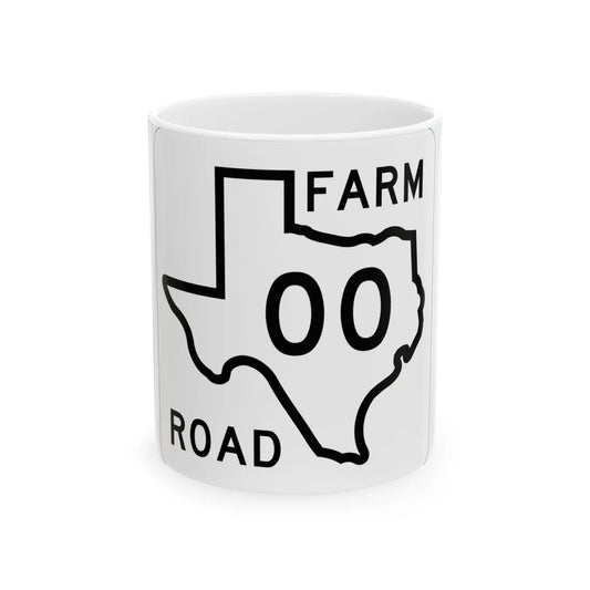 Texas FM 00 1956 template (Texas) (Road Sign) White Coffee Mug 11oz - Go Mug Yourself