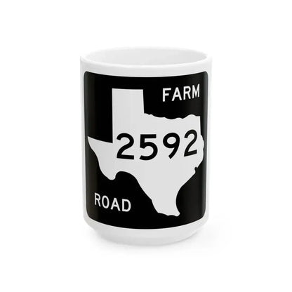 Texas FM 2592 (Texas) (Road Sign) White Coffee Mug 15oz - Go Mug Yourself