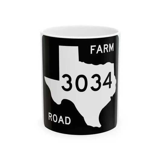 Texas FM 3034 (Texas) (Road Sign) White Coffee Mug 11oz - Go Mug Yourself