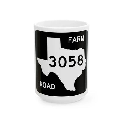 Texas FM 3058 (Texas) (Road Sign) White Coffee Mug 15oz - Go Mug Yourself