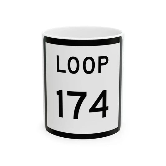 Texas Loop 174 (Texas) (Road Sign) White Coffee Mug 11oz - Go Mug Yourself