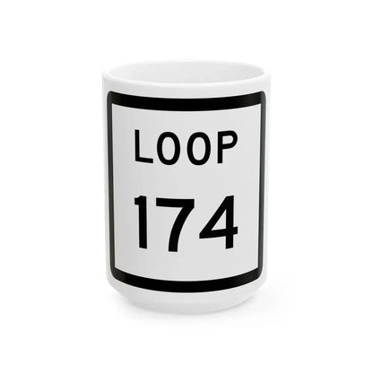 Texas Loop 174 (Texas) (Road Sign) White Coffee Mug 15oz - Go Mug Yourself