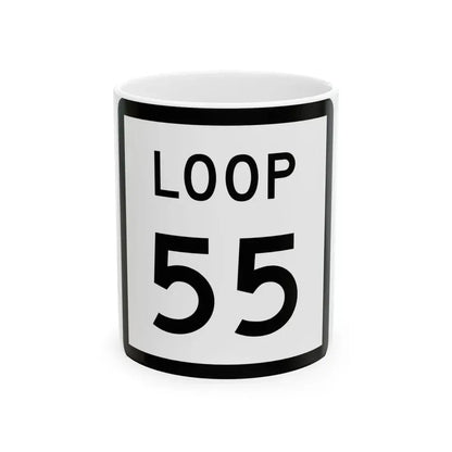 Texas Loop 55 (Texas) (Road Sign) White Coffee Mug 11oz - Go Mug Yourself