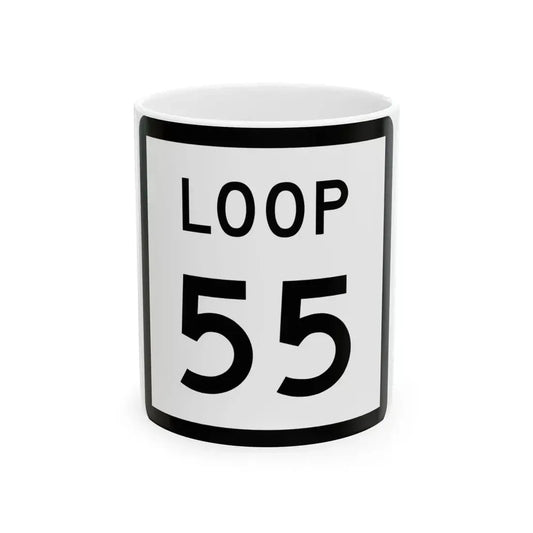 Texas Loop 55 (Texas) (Road Sign) White Coffee Mug 11oz - Go Mug Yourself