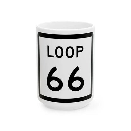Texas Loop 66 (Texas) (Road Sign) White Coffee Mug 15oz - Go Mug Yourself