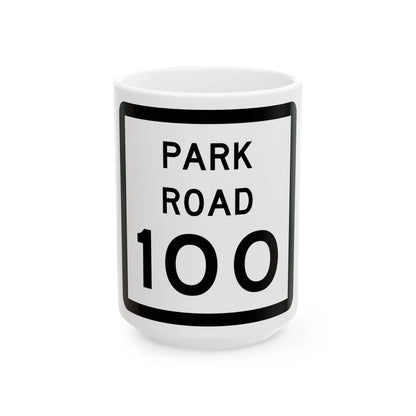 Texas Park Road 100 (Texas) (Road Sign) White Coffee Mug 15oz - Go Mug Yourself
