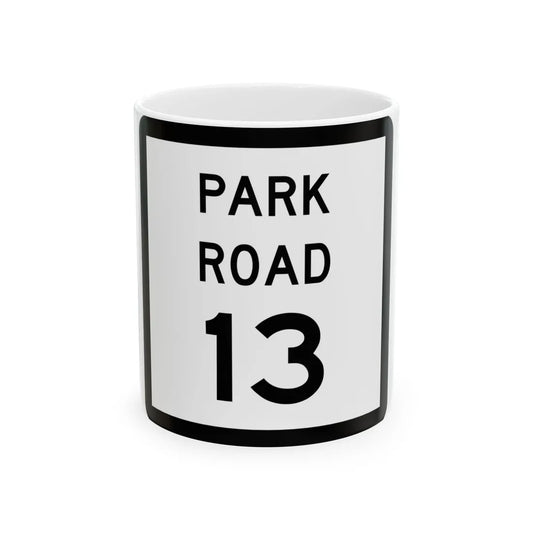 Texas Park Road 13 (Texas) (Road Sign) White Coffee Mug 11oz - Go Mug Yourself