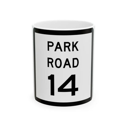 Texas Park Road 14 (Texas) (Road Sign) White Coffee Mug 11oz - Go Mug Yourself