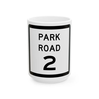 Texas Park Road 2 (Texas) (Road Sign) White Coffee Mug 15oz - Go Mug Yourself
