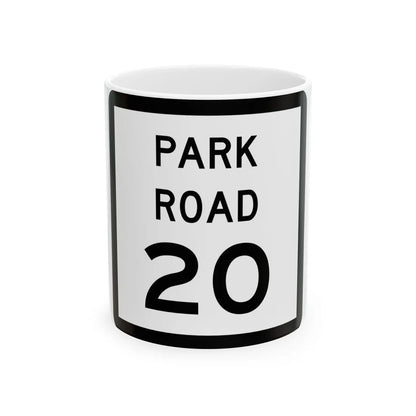 Texas Park Road 20 (Texas) (Road Sign) White Coffee Mug 11oz - Go Mug Yourself
