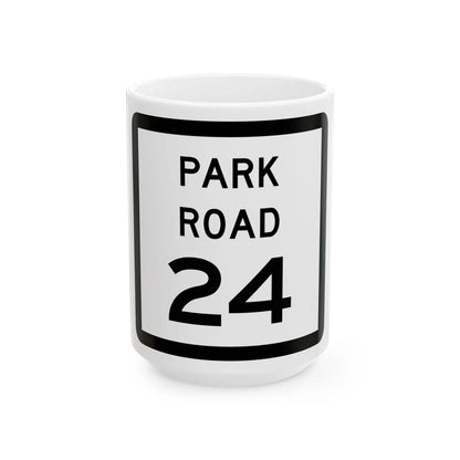 Texas Park Road 24 (Texas) (Road Sign) White Coffee Mug 15oz - Go Mug Yourself