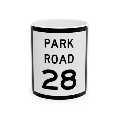 Texas Park Road 28 (Texas) (Road Sign) White Coffee Mug 11oz - Go Mug Yourself
