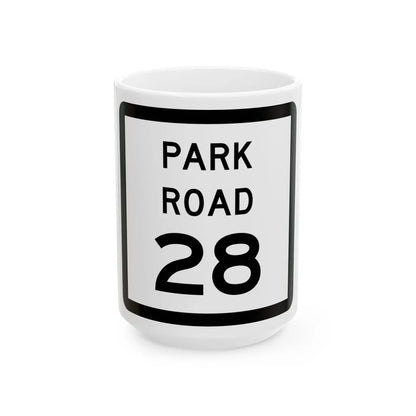 Texas Park Road 28 (Texas) (Road Sign) White Coffee Mug 15oz - Go Mug Yourself
